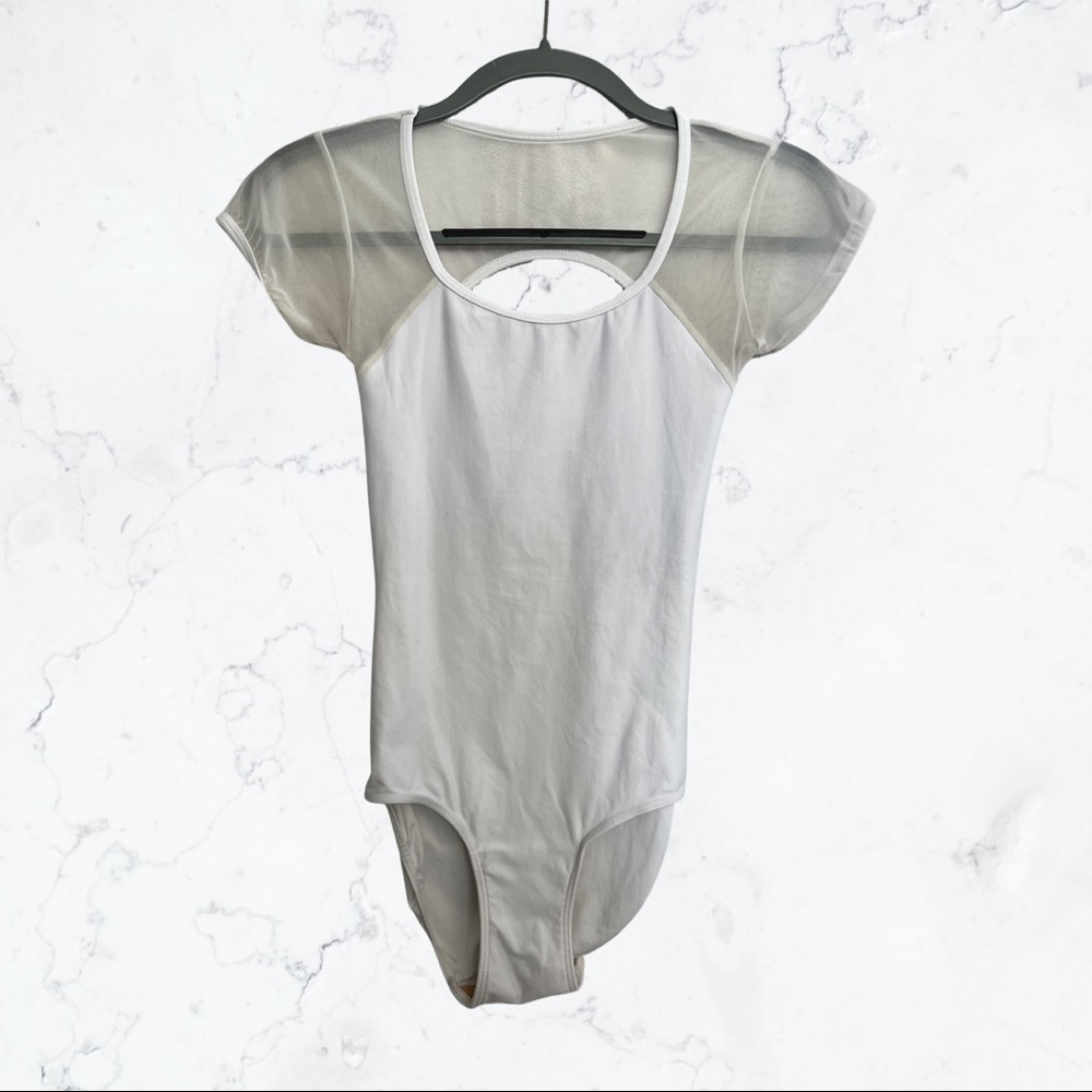 Eleve “Emily” White Mesh Leotard Size L